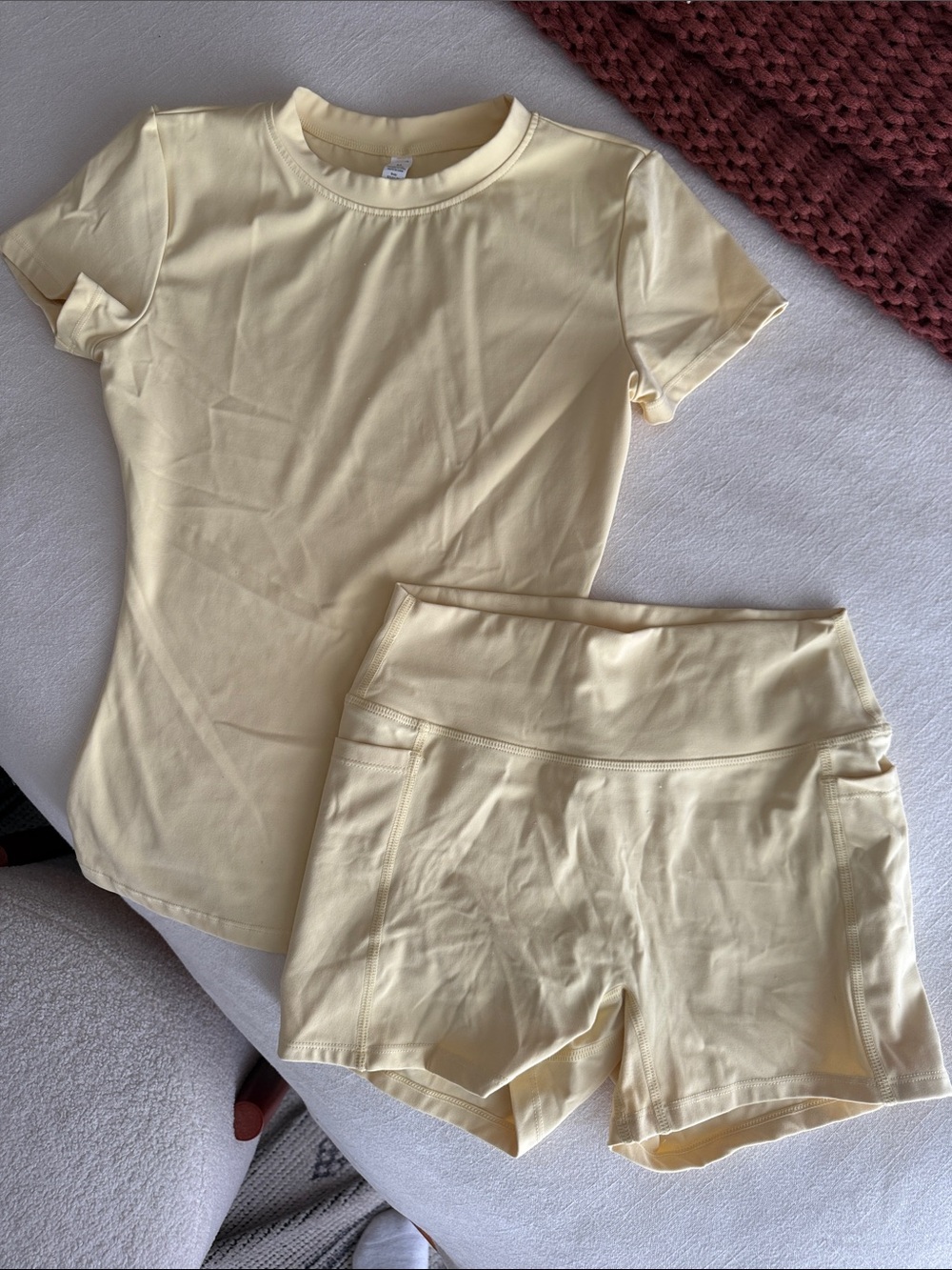 Women’s Lightweight Short-Sleeve Top & High-Waist Shorts Set - Cream